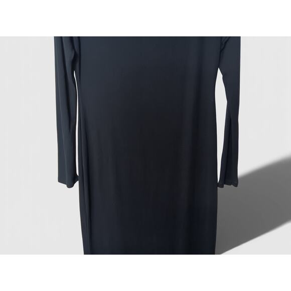 SKIMS Ribbed Long Sleeve Bodycon Maxi Dress Black Size XL Stretchy Form Fitting - Picture 5 of 13